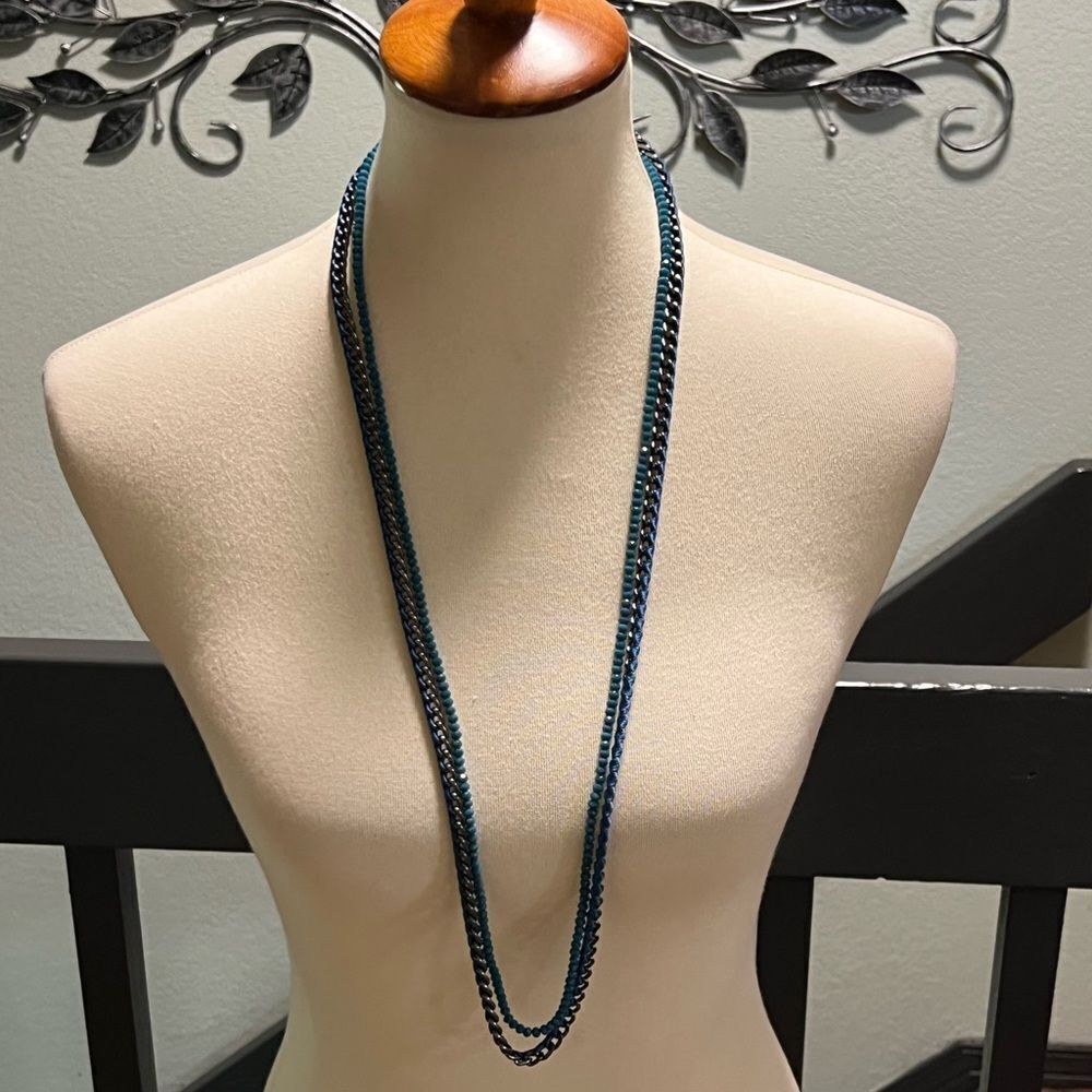 Premier Designs  Blue Beaded Necklace & Hematite & Blue Necklace 2 Items #PDNK#2